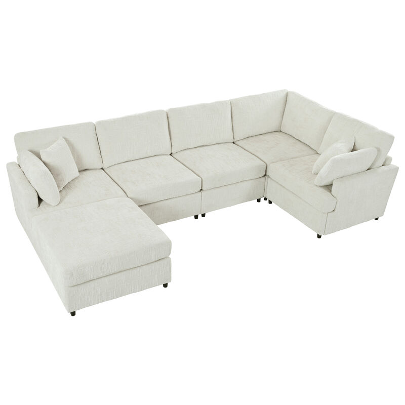 Merax U-Shaped Sectional Sofa with Movable Ottoman image number 0