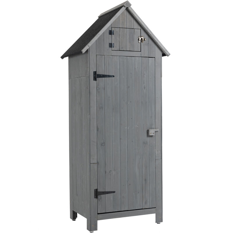 Outdoor Garden Storage Cabinet – Wooden Fir Tool Shed with Single Door for Yard Tools & Equipment