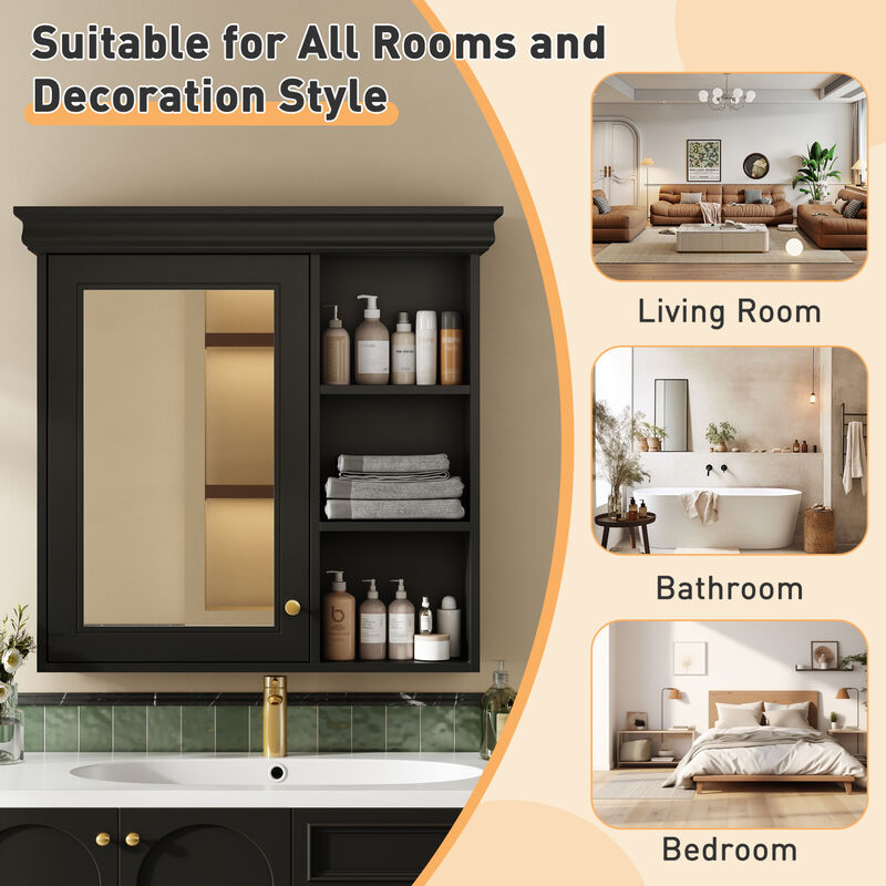 ELEMENT ACE Wall Mounted Medicine Cabinet with Adjustable Shelves and Soft Close Doors image number 7