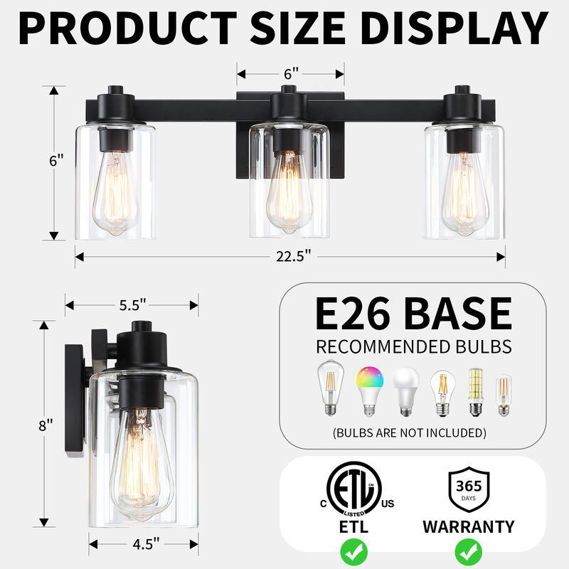 22" Modern 3-Light Dimmable Indoor Wall Sconce image number 2