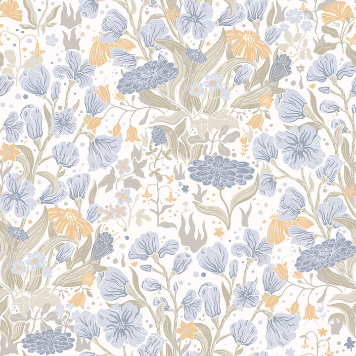 Hava Light Blue Meadow Flowers Wallpaper