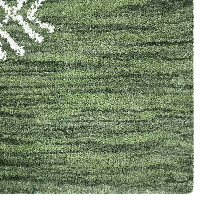RUGSOTIC CARPETS HAND KNOTTED LOOM WOOL ECO-FRIENDLY AREA RUGS  - 8'x11', Rectangle, Green Color, Contemporary Modern Design, High Pile Thick Handmade Anti Skid Rugs for Living Room (L00516)