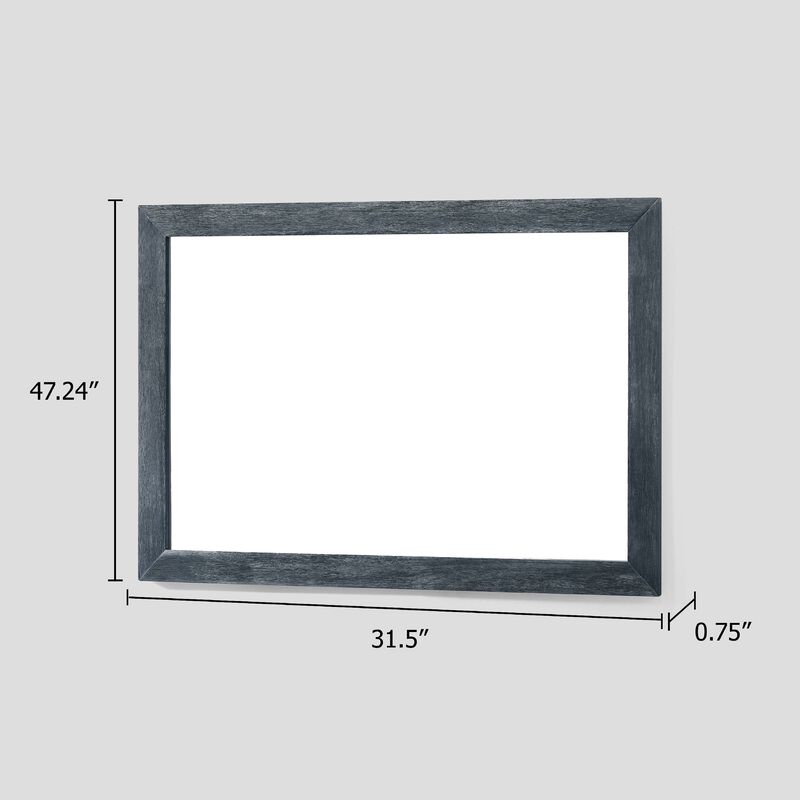 Cid Coy Mirror, 47 Inch Gray Ash Veneer Frame, Crown Cut Pattern - Benzara image number 4