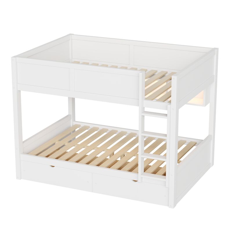 Merax Full XL over Full XL Wooden Bunk Bed with Side Storage Cabinets image number 0