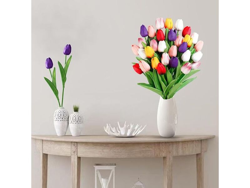 30 Piece Artificial Tulip Flower Stems Real Touch Wedding Centerpiece Decor image number 1