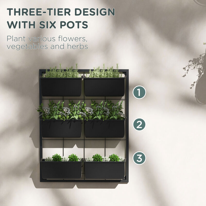 Hivvago 3-Tier Wall Hanging Planter with 6 Pots image number 4