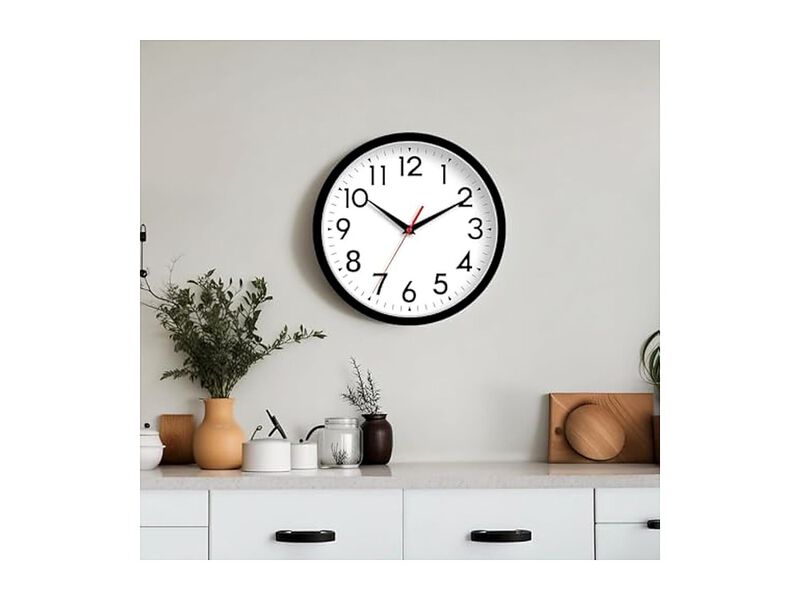 Black Wall Clock 10 Inch Silent Non Ticking Modern Battery Operated image number 3