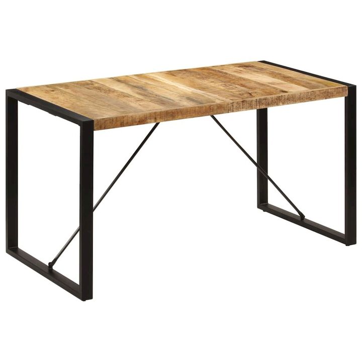 Dining Table Brown and black Solid mango wood, powder-coated steel