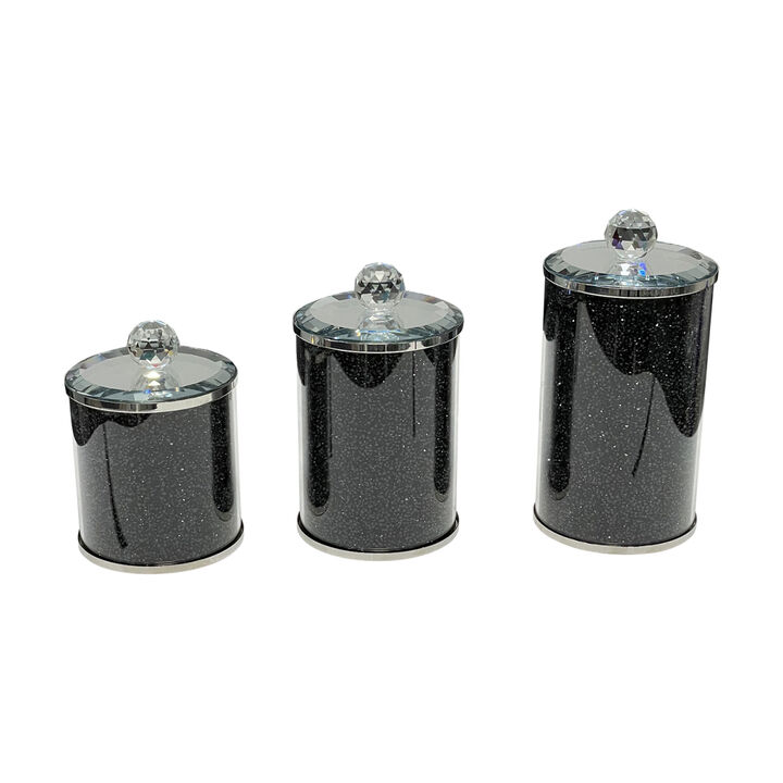 Exquisite Three Glass Canister Set in Gift Box