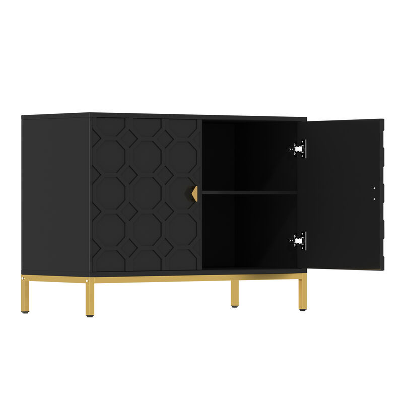 Freestanding Storage Cabinet 2-Door Accent Cabinet in Black