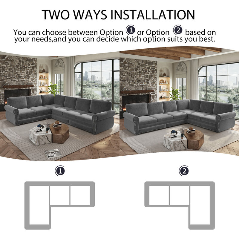Zidkop 118" L-Shaped Sectional Sleeper Sofa image number 4