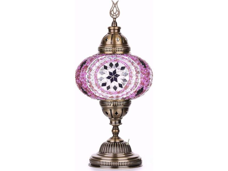 Battery Operated Turkish Moroccan Mosaic Table Lamp Cordless Stained Glass Light image number 0