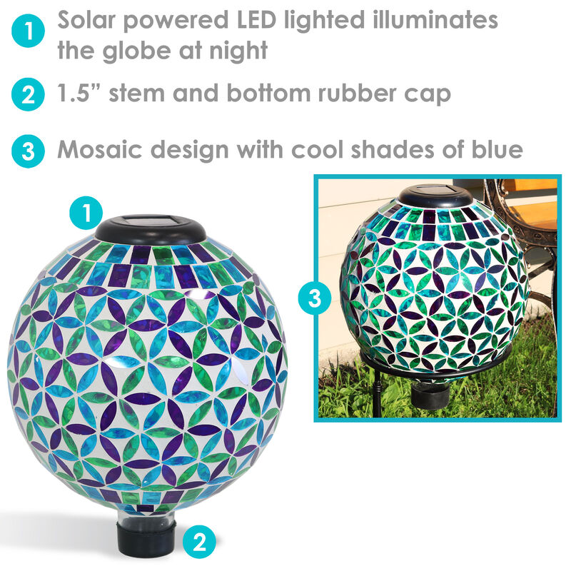 Sunnydaze Cool Blooms Glass Gazing Ball with Solar Light - 10 in image number 3