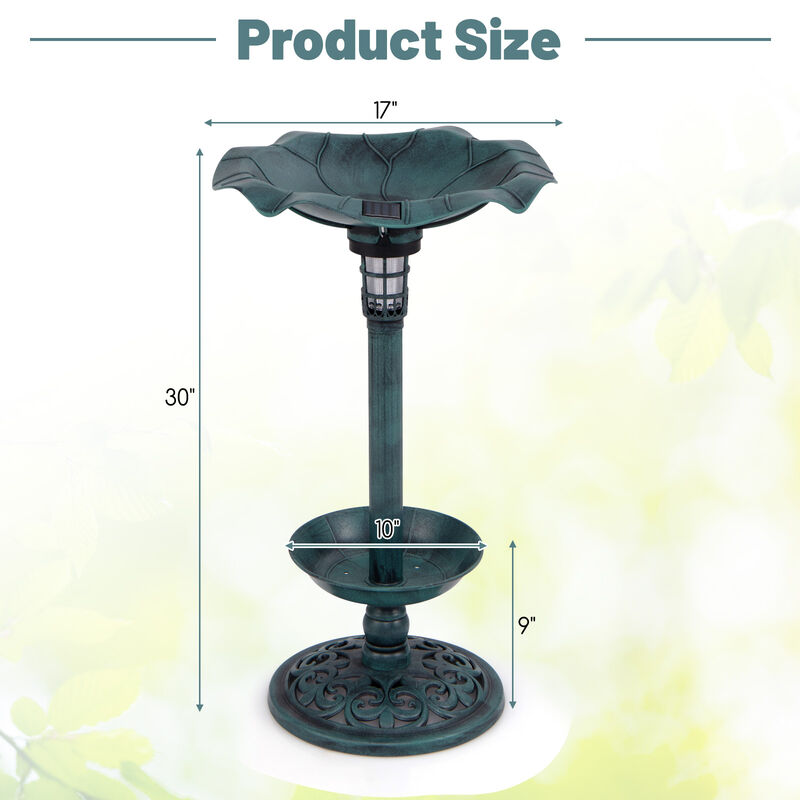 Standing Pedestal Birdbath and Feeder Combo with Lotus Leaf Bowl