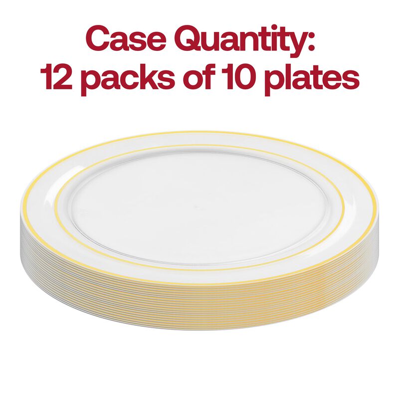 7.5" Clear with Gold Edge Rim Plastic Salad Plates (120 Plates) image number 3