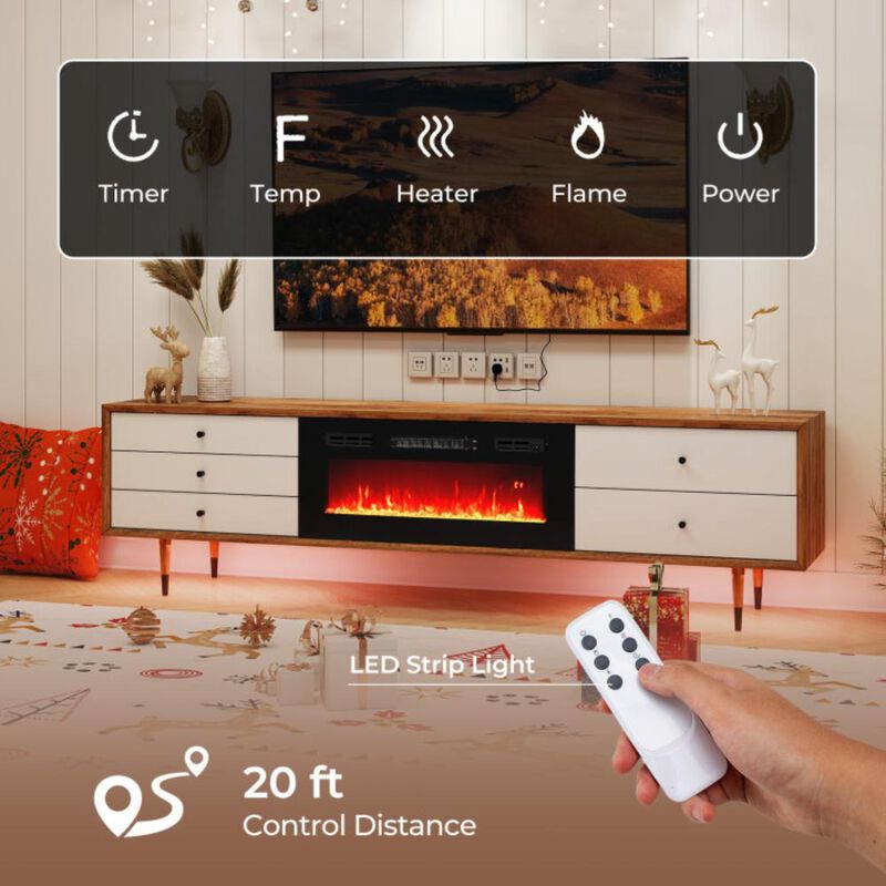 Hivvago 36 Inches Electric Fireplace Heater Recessed with LED Strip Lights and Remote Control