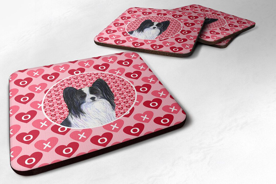 Caroline's Treasures SS4505FC Papillon Foam Coasters (Set of 4), 3.5 H x 3.5 W, Multicolor