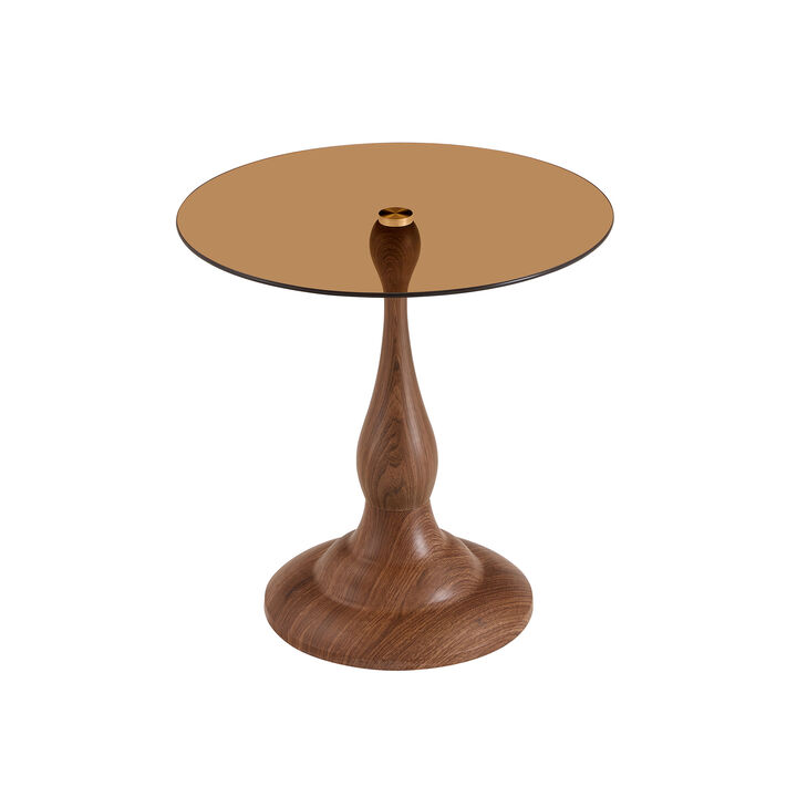 Whisen 20" Metal Side Table with Glass Top, Round Vintage End Table for Living Room Bedroom Outdoor
