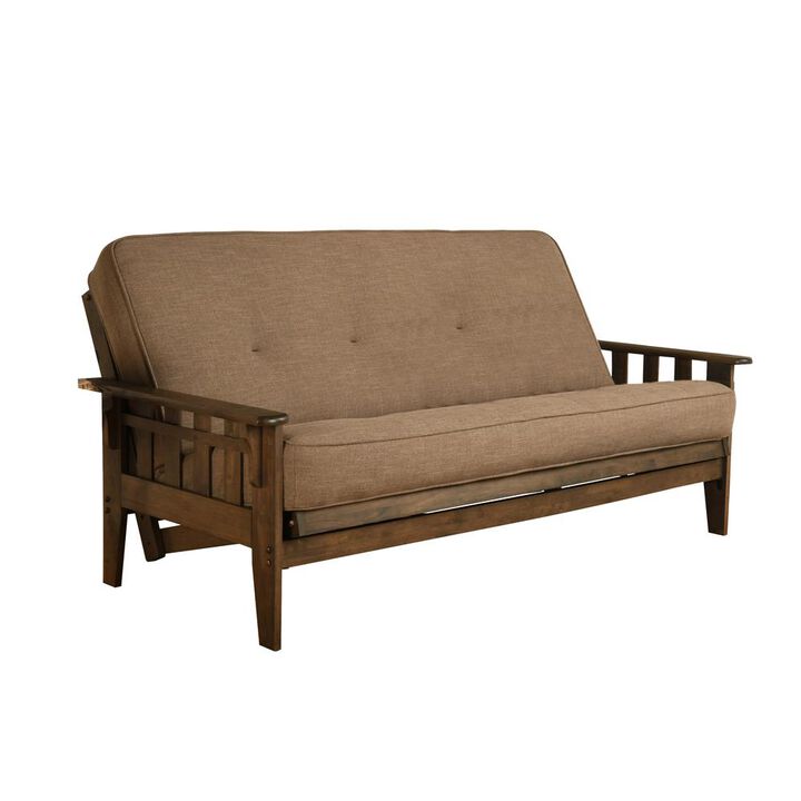 Tucson Frame-Rustic Walnut Finish-Linen Stone Mattress
