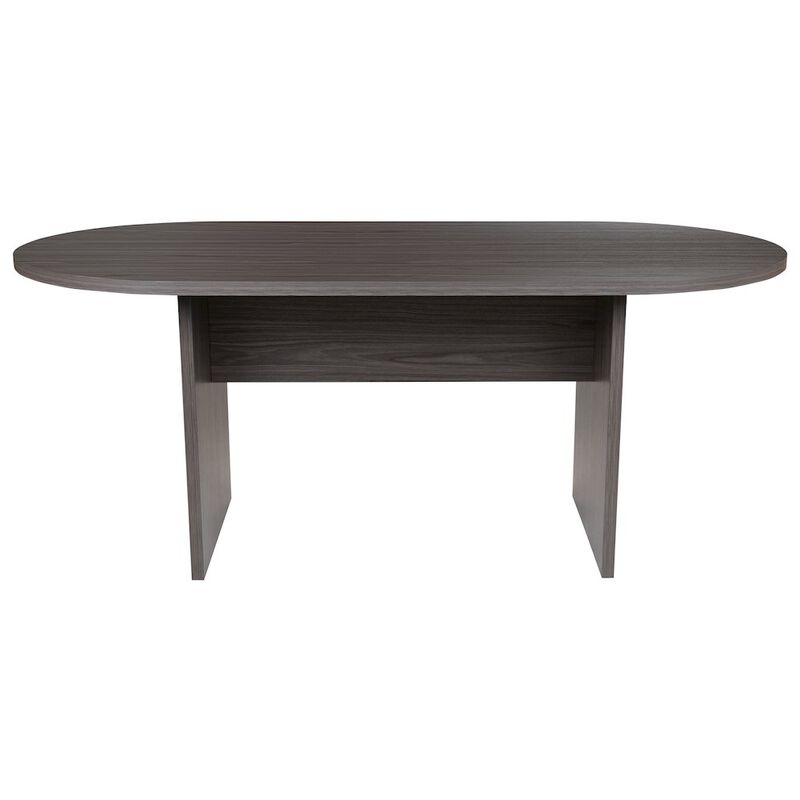 Flash Furniture 6 Foot (72 inch) Oval Conference Table in Rustic Gray image number 5
