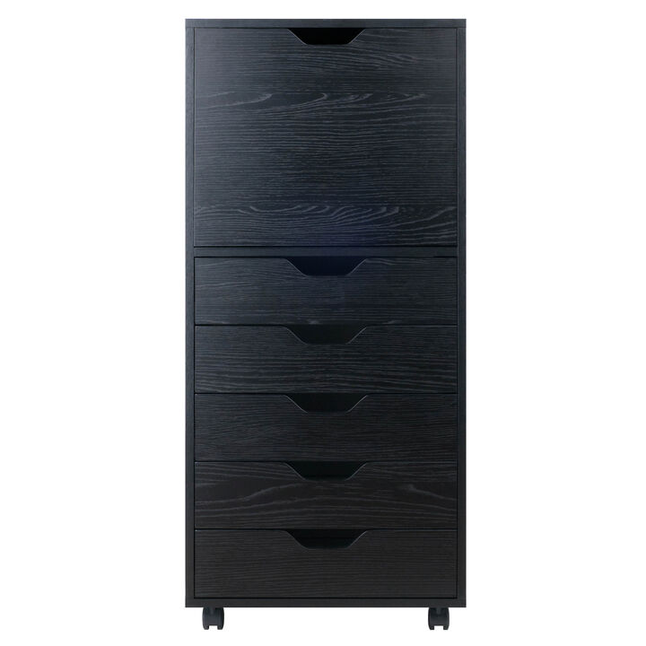 Halifax Tall Storage Cabinet, 5-Drawer, Black