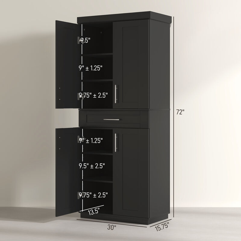 Hivvago Kitchen Cupboard Cabinet with Doors, Drawer & Shelves image number 2