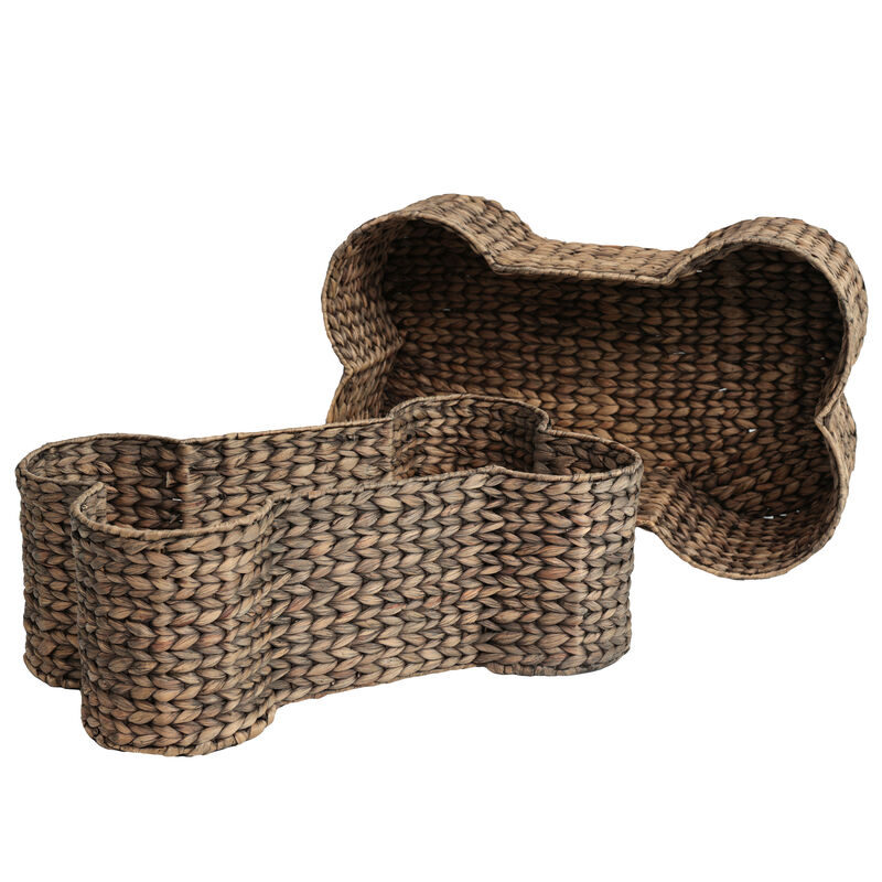 Digby Bone-Shaped Large Hand Woven Water Hyacinth Nesting Pet Toy Organizer Baskets (Set of 2) image number 7