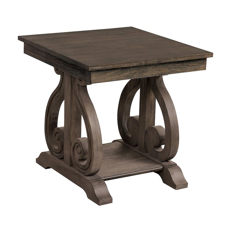 Lexicon Toulon Pine End Table in Wire-Brushed Power Glaze Oak