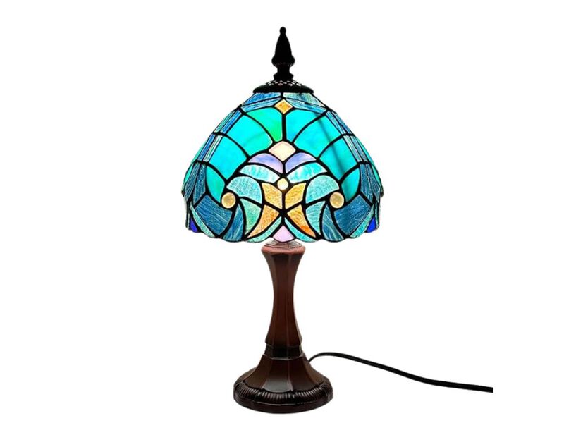 Tiffany Style Stained Glass Vintage Table Lamp Green Bedroom Living Room image number 0