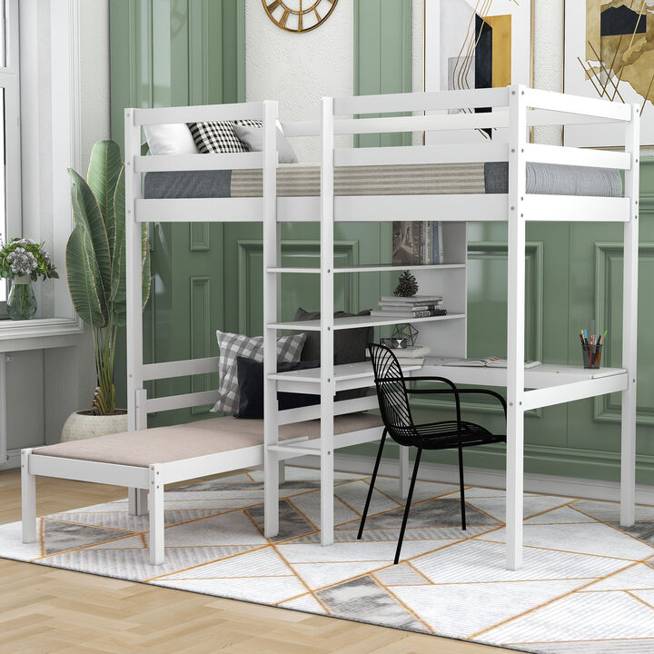Merax  Convertible Loft Bed with L-Shape Desk