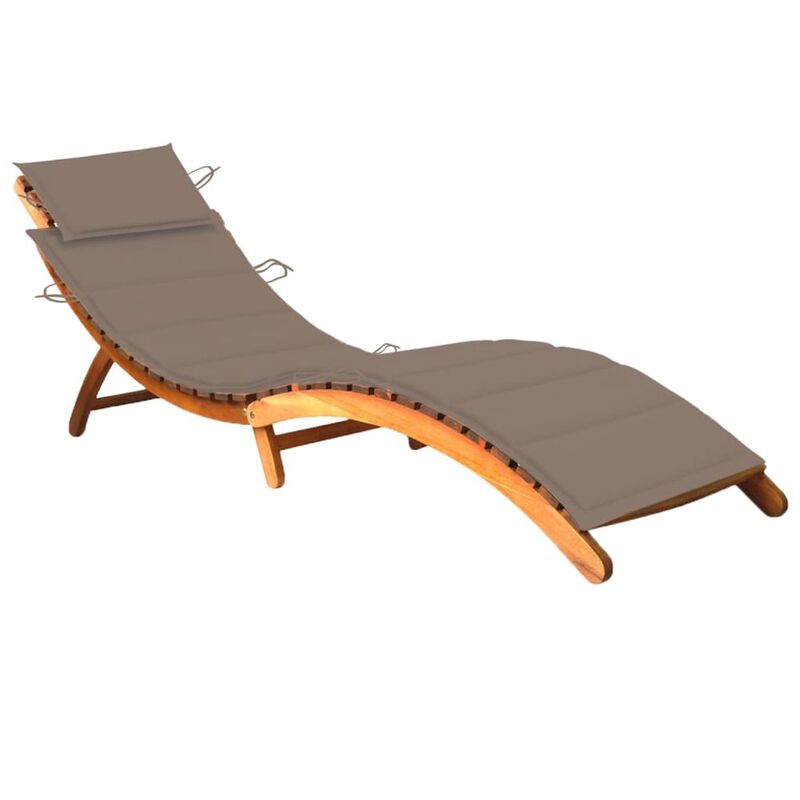 Sunlounger Taupe Solid acacia wood Standard Foldable Sunlounger