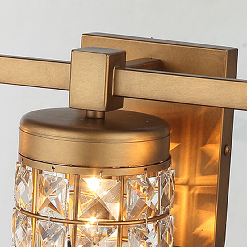 20" 3-Light Vintage Gold Crystal Bathroom Vanity Light