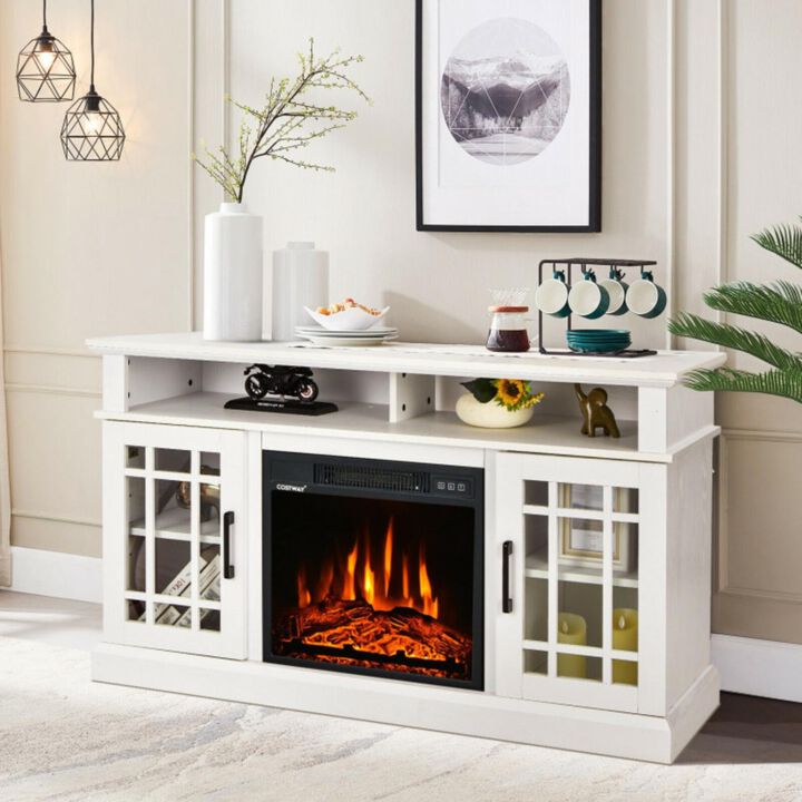 Hivvago 48 Inch Electric Fireplace TV Stand with Cabinets for TVs Up to 55 Inch