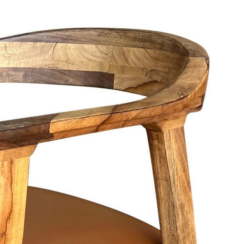 Asic 25 Inch Dining Chair, Vinyl Fabric Seat, Curved Back, Brown Pine