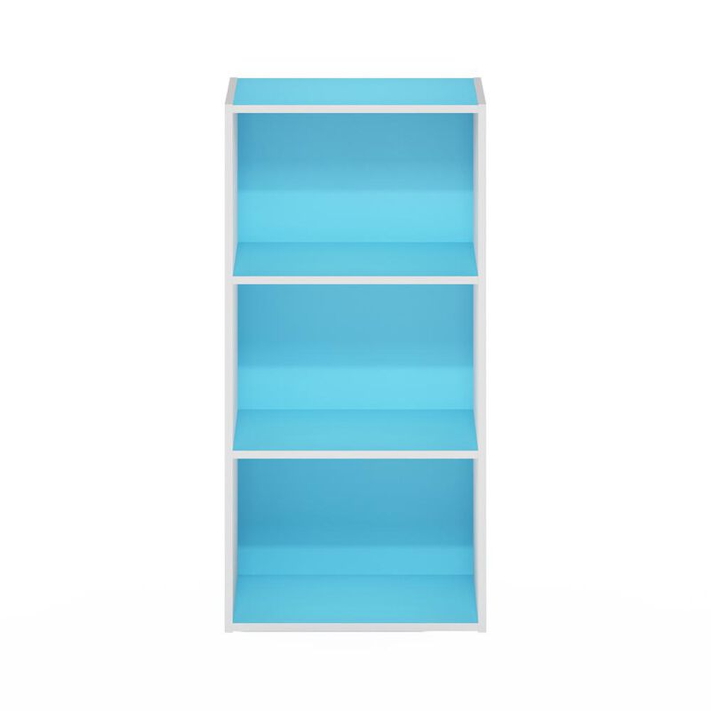 Furinno Luder 3-Tier Open Shelf Bookcase, Light Blue/White