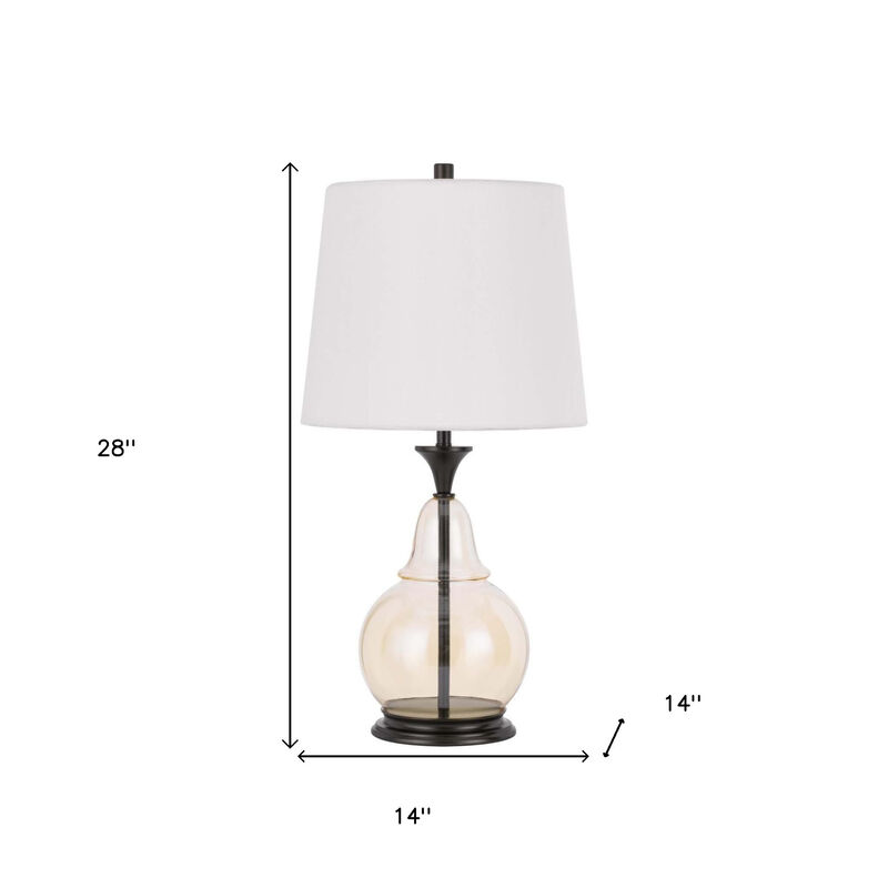 Hivvago 28" Clear Metal Table Lamp With White Empire Shade