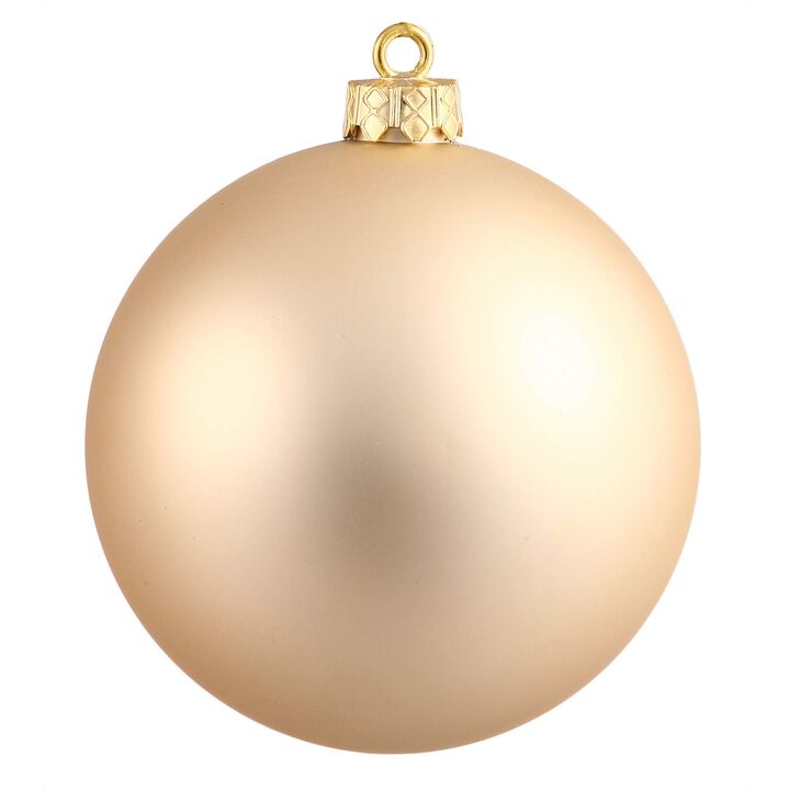 Vickerman Matte Finish Shatterproof Christmas Ball Ornament, UV Resistant with Drilled Cap, 4 per Bag, 4.75", Champagne