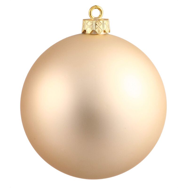 Vickerman Matte Finish Shatterproof Christmas Ball Ornament, UV Resistant with Drilled Cap, 4 per Bag, 4.75", Champagne image number 0