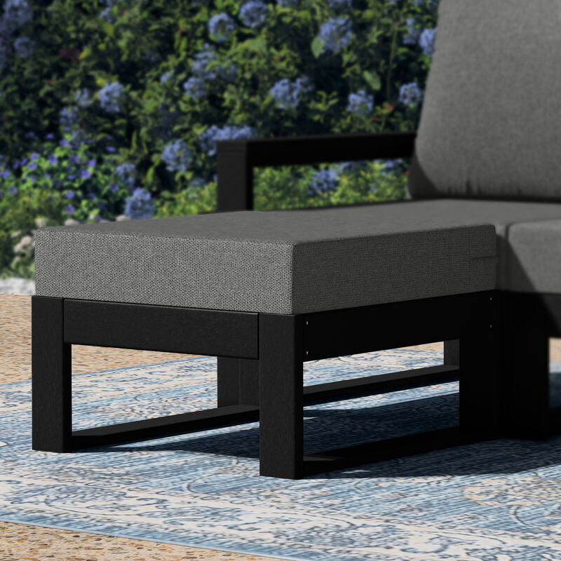 WestinTrends Outdoor HDPE Patio Ottoman with Waterproof Olefin Cushions