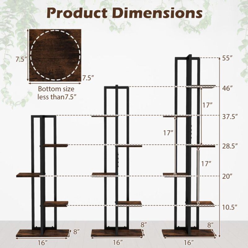 Hivvago 3 Pieces Tall Wood Plant Stand Set 4+5+6-Tier Indoor Flower Stands