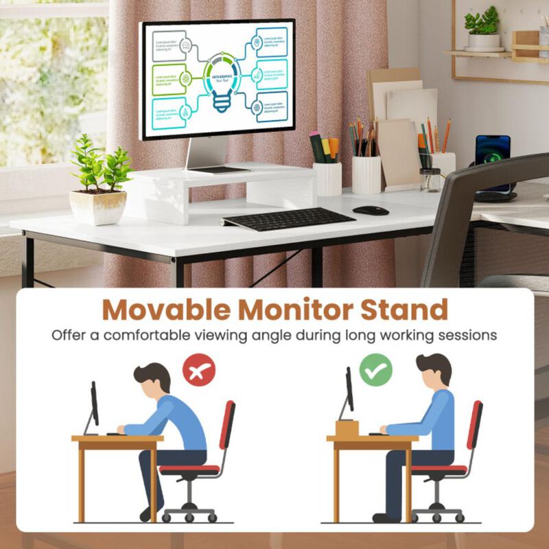 Hivvago 2-Person L-Shaped Long Reversible Computer Desk with Monitor Stand