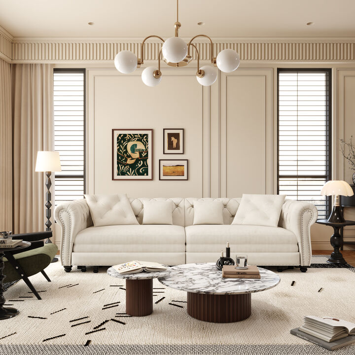 Whisen 3-in-1 Pull-Out Sofa Bed, 3-Seater Sofa, Convertible Sleeper Sofa Bed with Movable Ottoman