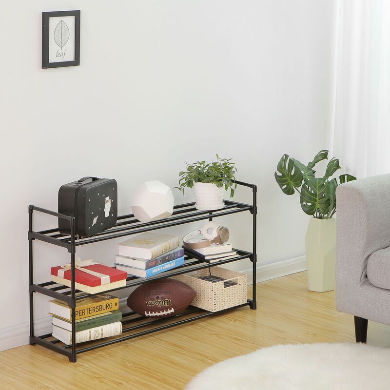3-Tier Metal Shoe Rack - Tower Shelf Storage Organizer Cabinet