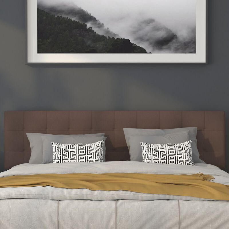 Flash Furniture Tufted Upholstered King Size Headboard in Dark Brown Fabric image number 6
