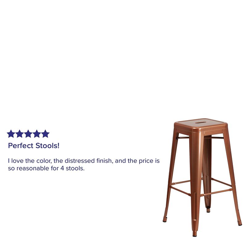 Flash Furniture Commercial Grade 30" High Backless Copper Indoor-Outdoor Barstool image number 2