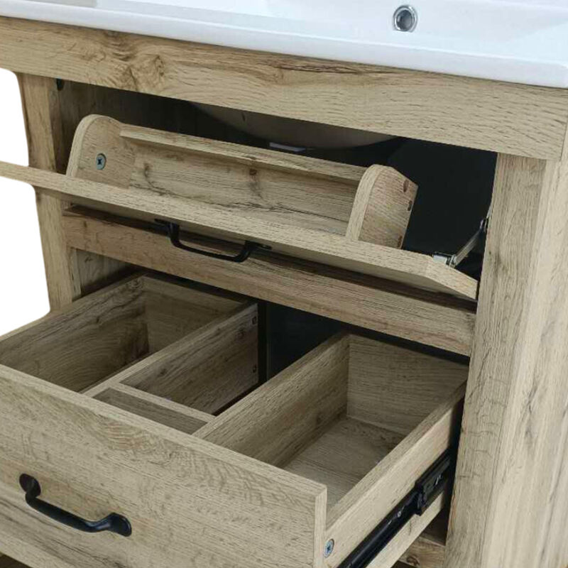 Donovan 24" Single Bathroom Vanity with Two Drawers, Light Oak image number 4