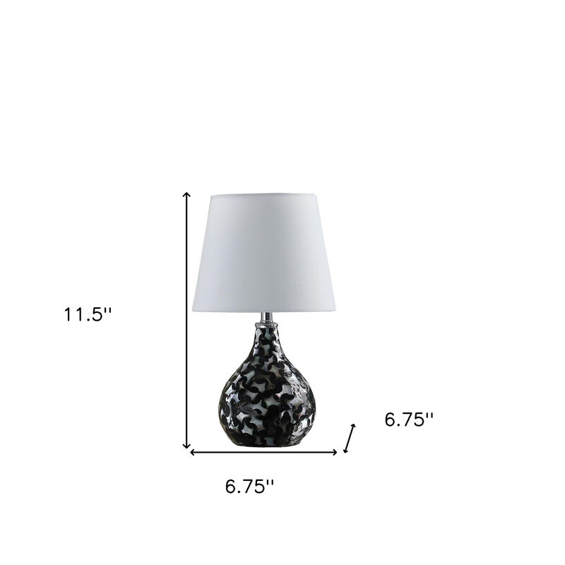Hivvago 12" Black Table Lamp With White Globe Shade