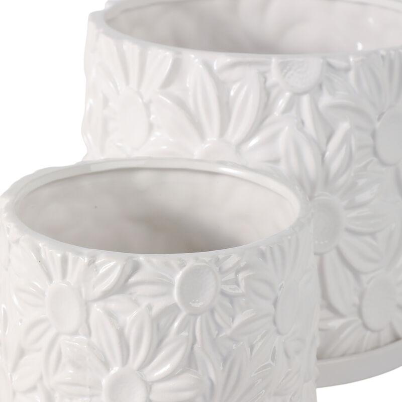 S/2 6/8" Daisy Flower Planter, White image number 5