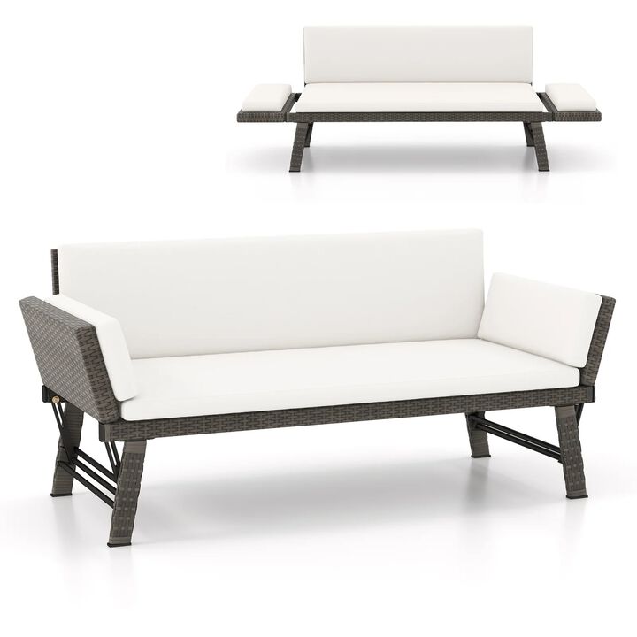 Mondawe Outdoor Convertible Sofa Daybed with Adjustable Armrests for Balcony