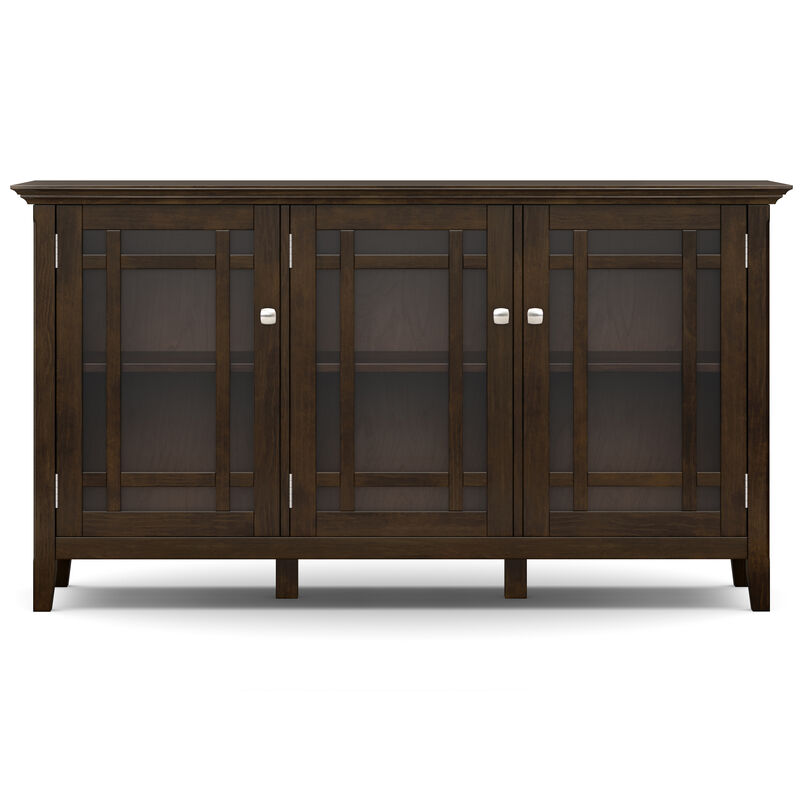 Bedford SOLID WOOD 62 inch Wide Transitional Wide Storage Cabinet in Dark Tobacco Brown